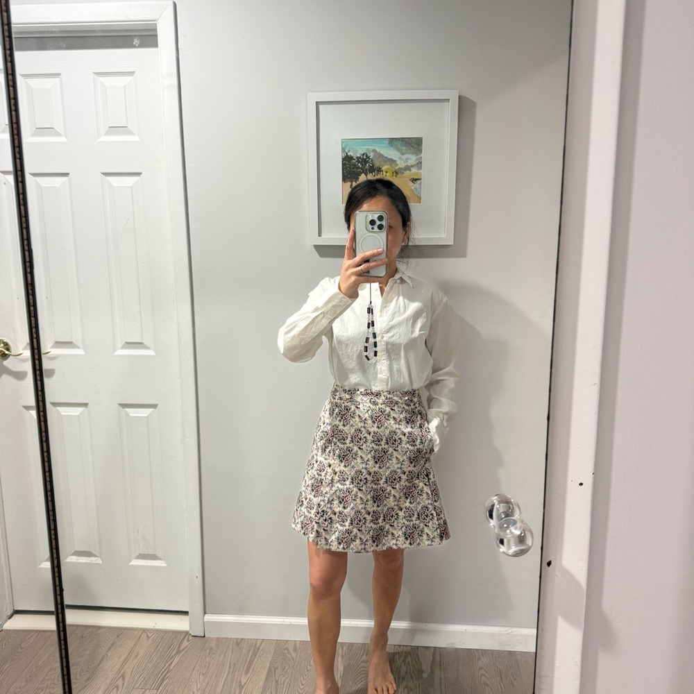 Tory Burch Floral A-Line Skirt in Cream and Brown with pockets - Picture 11 of 11